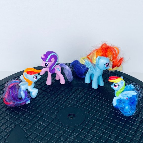 My Little Pony Lot 4 ponies toy figures Rainbow Dash Starlight Glimmer - Picture 1 of 8
